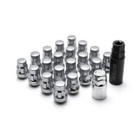 Muteki SR35 Close End Lug Nuts w/ Lock Set - Satin Silver 12x1.25 35mm