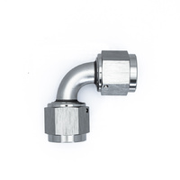 Titanium 90 Deg 8AN to 8AN Female Flare Swivel Coupler