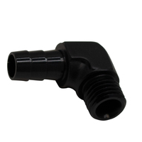 M12 to 3/8 Hose Barb 90-Degree Fitting w/ 1/8 Venturi Port Anodized Matte Black