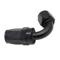 8 AN Female Flare Swivel 120-Degree Hose End CPE Anodized Matte Black