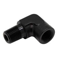 90-Degree 1/8 Inch NPT Male to Female 1/8 Inch NPT Anodized Matte Black