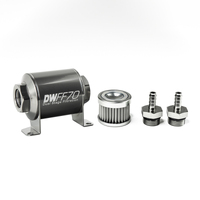 In-Line Fuel Filter Element and Housing Kit Stainless Steel 5 Micron 70mm 