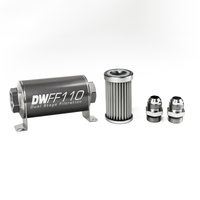 In-Line Fuel Filter Element and Housing Kit Stainless Steel 5 Micron 110mm 