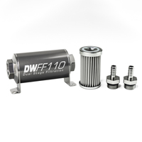 In-Line Fuel Filter Element and Housing Kit Stainless Steel 5 Micron 110mm 