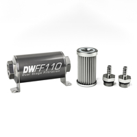 In-Line Fuel Filter Element and Housing Kit Stainless Steel 5 Micron 110mm 