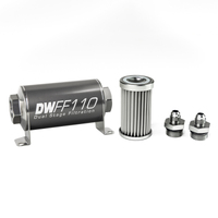 In-Line Fuel Filter Element and Housing Kit Stainless Steel 5 Micron 110mm 