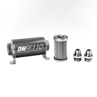 In-Line Fuel Filter Element and Housing Kit Stainless Steel 5 Micron 110mm 