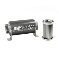 In-Line Fuel Filter Element and Housing Kit Stainless Steel 5 Micron 110mm 