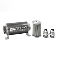 In-Line Fuel Filter Element and Housing Kit Stainless Steel 10 Micron 110mm 