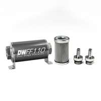 In-Line Fuel Filter Element and Housing Kit Stainless Steel 10 Micron 110mm 