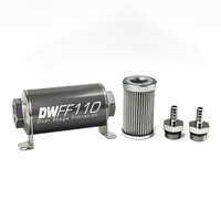 In-Line Fuel Filter Element and Housing Kit Stainless Steel 10 Micron 110mm 