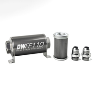 In-Line Fuel Filter Element and Housing Kit Stainless Steel 40 Micron 110mm 