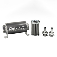 In-Line Fuel Filter Element and Housing Kit Stainless Steel 40 Micron 110mm 