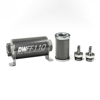 In-Line Fuel Filter Element and Housing Kit Stainless Steel 40 Micron 110mm 