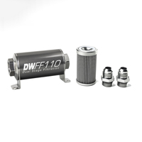 In-Line Fuel Filter Element and Housing Kit Stainless Steel 100 Micron 110mm 