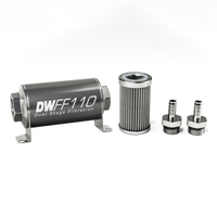 In-Line Fuel Filter Element and Housing Kit Stainless Steel 100 Micron 110mm 