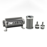 In-Line Fuel Filter Element and Housing Kit Stainless Steel 100 Micron 110mm 