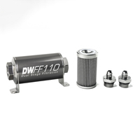 In-Line Fuel Filter Element and Housing Kit Stainless Steel 100 Micron 110mm 