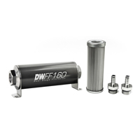 In-Line Fuel Filter Element and Housing Kit Stainless Steel 10 Micron 160mm 