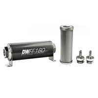 In-Line Fuel Filter Element and Housing Kit Stainless Steel 10 Micron 160mm 