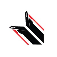 Sideburns - Black / Red Stripe Let everyone know you're tuned with these stylish fender decals.