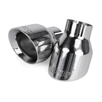 Double-Walled 4" Slash-Cut Tips Polished - Set of 2 Fits Universally on Various Exhaust Systems