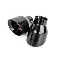 Double-Walled 4" Slash-Cut Tips Polished Diamond Black - Set of 2 Fits Universally on Various Exhaust Systems