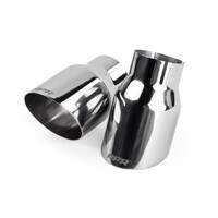 Single-Walled 3.5" Slash-Cut Tips Polished Silver - Set of 2 Fits Universally on Various Exhaust Systems