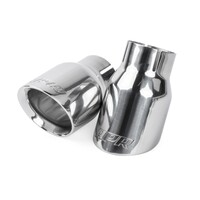 Double-Walled 3.5" Slash-Cut Tips Polished Silver - Set of 2 Fits Universally on Various Exhaust Systems