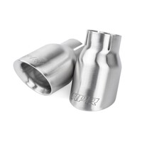 Double-Walled 3.5" Slash-Cut Tips Brushed Silver - Set of 2 Fits Universally on Various Exhaust Systems