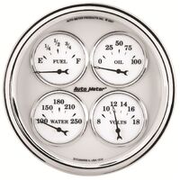 5" Quad Gauge 100 PSI/100-250 °F/8-18V/240-33 ohm Old-Tyme White II