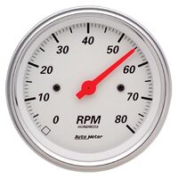 3-3/8" In-Dash Tachometer 0-8,000 RPM Arctic White