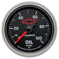 2-1/16" Oil Pressure 0-100 PSI Chevy Red Bowtie