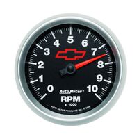 3-3/8" In-Dash Tachometer 0-10,000 RPM Chevy Red Bowtie