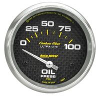 2-5/8" Oil Pressure 0-100 PSI Air-Core Carbon Fiber