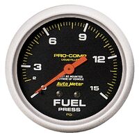 2-5/8" Fuel Pressure 0-15 PSI Mechanical Liquid Filled