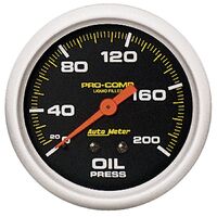 2-5/8" Oil Pressure 0-200 PSI Mechanical Liquid Filled Pro-Comp