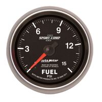 2-5/8" Fuel Pressure 0-15 PSI Mechanical Sport-Comp II