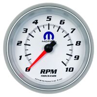 3-3/8" In-Dash Tachometer 0-10,000 RPM White Mopar