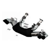 S-Type Exhaust System Dual Round Rolled A/C Black Chrome Tips (Corvette 20-24)