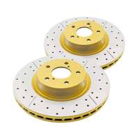 DBA DBA010X Street Series X Gold Cross-Drilled Brake Disc Rotor Pair 256mm