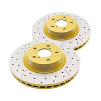 DBA DBA068X Street Series X Gold Cross-Drilled Brake Disc Rotor Pair 273mm