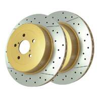 DBA DBA2657X Street Series X Gold Cross-Drilled Brake Disc Rotor Pair 316mm