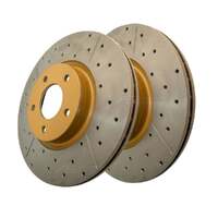 DBA DBA2962X Street Series X Gold Cross-Drilled Brake Disc Rotor Pair 320mm