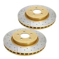 DBA DBA2993BLKX Street Series X Gold Cross-Drilled Brake Disc Rotor Pair Black Hat