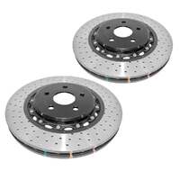 DBA DBA52030BLKXD 5000 Series Cross-Drilled & Dimpled Brake Disc Rotor Pair Black Hat 365mm