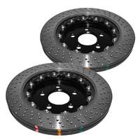 DBA DBA52165BLKXD 5000 Series Cross-Drilled & Dimpled Brake Disc Rotor Pair Black Hat 330mm