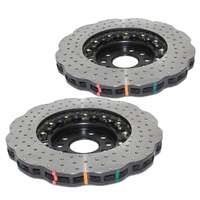 DBA DBA52808WBLKXD 5000 Series Wave Cross-Drilled & Dimpled Brake Disc Rotor Pair Black Hat