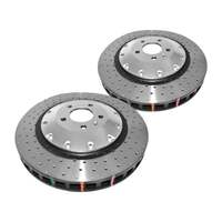 DBA DBA53001SLVXD 5000 Series Cross-Drilled & Dimpled Brake Disc Rotor Pair Silver Hat 356mm