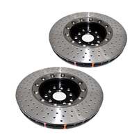 DBA DBA53050BLKXD-10 5000 Series Cross-Drilled & Dimpled Brake Disc Rotor Pair Black Hat 340mm